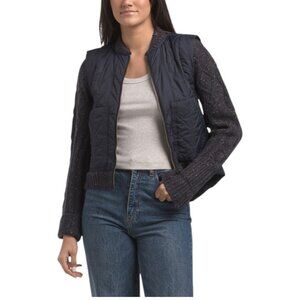 DEMOCRACY Petite Zip Mock Neck Quilted Vest Jacket